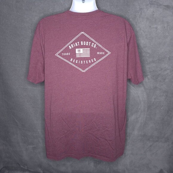 Ariat Boot Co. Mens Graphic T-Shirt XXL Short Sleeve Heathered Maroon Tee - Picture 4 of 5